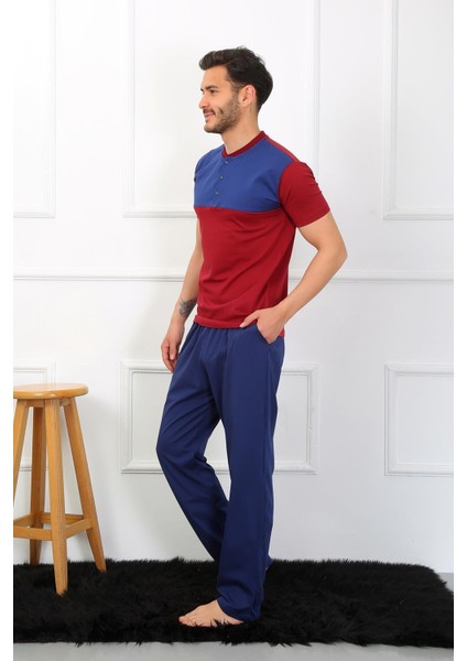 Erkek Penye 3'lü Parlamentmavi Parçalı Pijama Takımı 6823