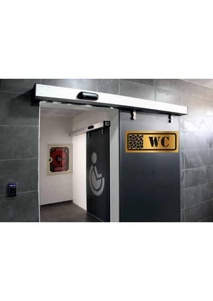 Dekoratif Wc Yazılı Gold Aynalı Pleksi Yönlendirme Levhası fırsatları