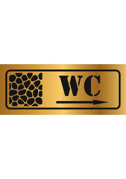 Dekoratif Wc Yazılı Gold Aynalı Pleksi Yönlendirme Levhası Sağa Ok