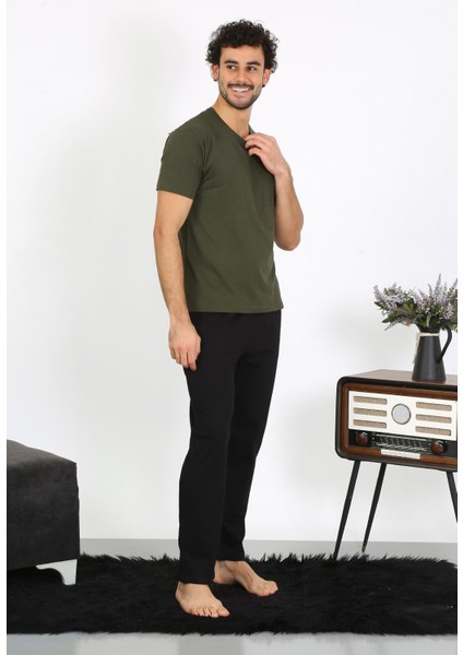 Erkek Penye Haki 3'lü Pijama Takımı 6848