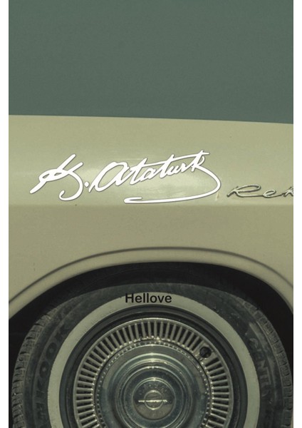 K . Atatürk Imza Stickeri 20 cm x 6 cm Araç Kaput Cam Oto Sticker