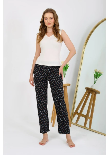 Kadın Penye Desenli Tek Alt Pijama 27528