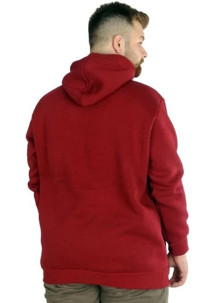 Erkek Sweatshirt Kapşonlu Kanguru Pocket Basic 20562 Bordo