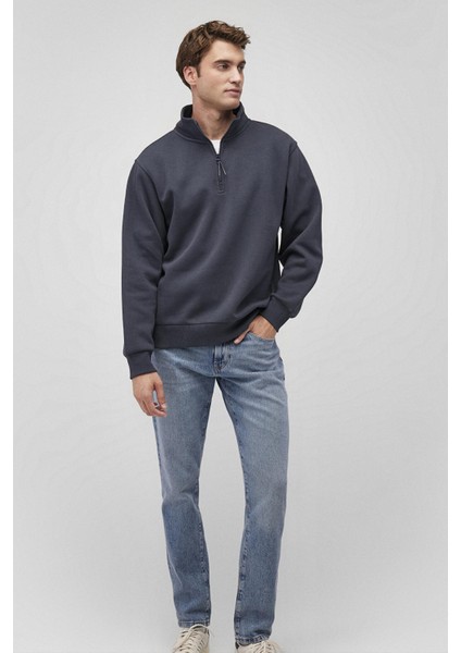M0S10278-87822 Erkek Yarım Fermuarlı Sweatshirt