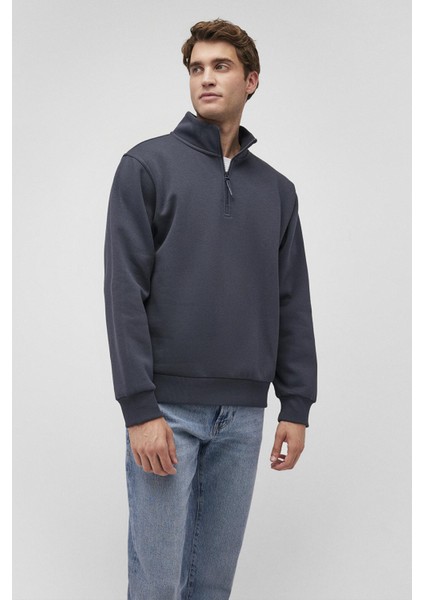 M0S10278-87822 Erkek Yarım Fermuarlı Sweatshirt