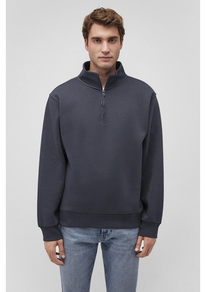 M0S10278-87822 Erkek Yarım Fermuarlı Sweatshirt