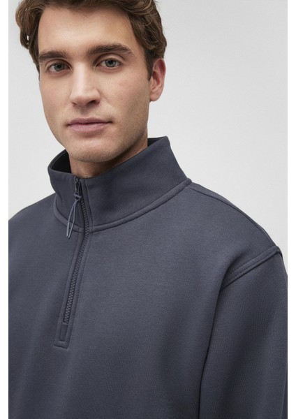 M0S10278-87822 Erkek Yarım Fermuarlı Sweatshirt