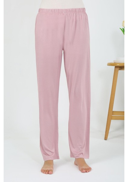 Kadın Penye Düz Tek Alt Pudra Pijama 27538
