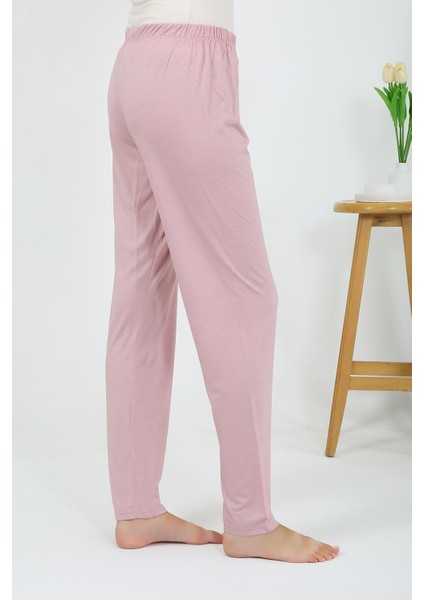 Kadın Penye Düz Tek Alt Pudra Pijama 27538