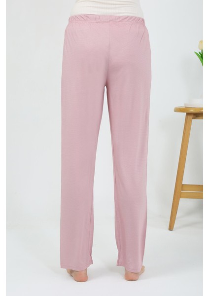 Kadın Penye Düz Tek Alt Pudra Pijama 27538