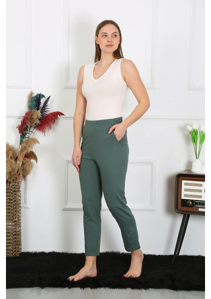 Pamuklu Haki Tek Alt Pijama 27523