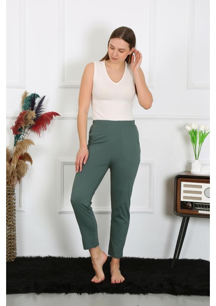 Pamuklu Haki Tek Alt Pijama 27523