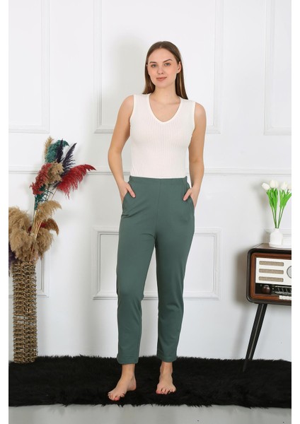 Pamuklu Haki Tek Alt Pijama 27523
