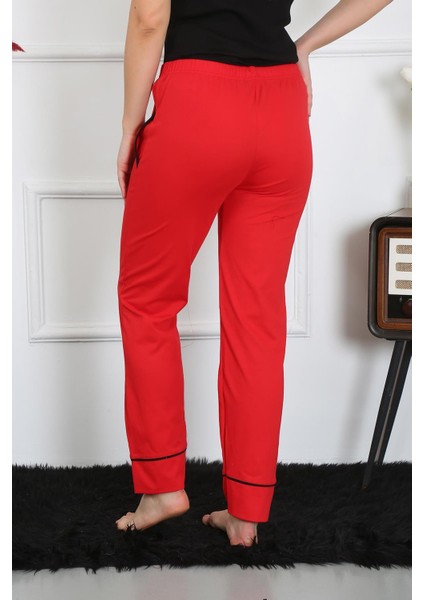Kadın Pamuk Penye Cepli Tek Alt Pijama Kırmızı 27512
