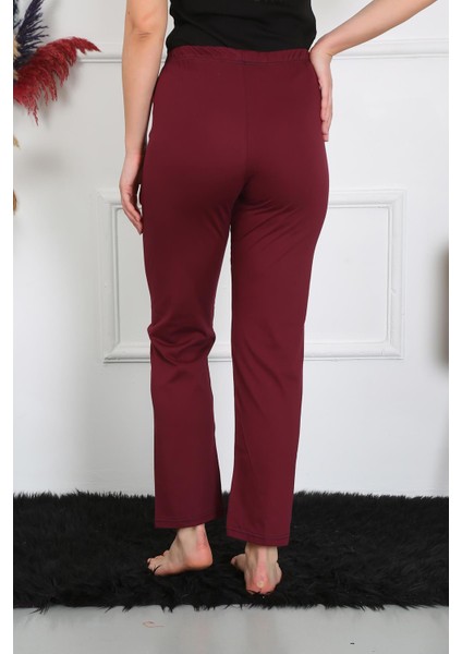 Kadın Pamuk Penye Tek Alt Pijama Bordo 27513 indirimleri