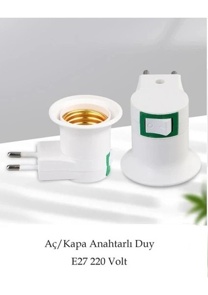 5 Adet Duy Aç/kapa Anahtarlı Duy Ampul Duyu Prize Takılan 220 Volt E27