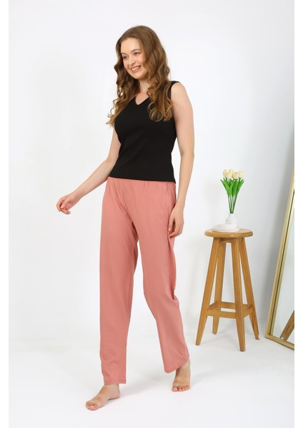 Kadın Penye Düz Tek Alt Somon Pijama 27538