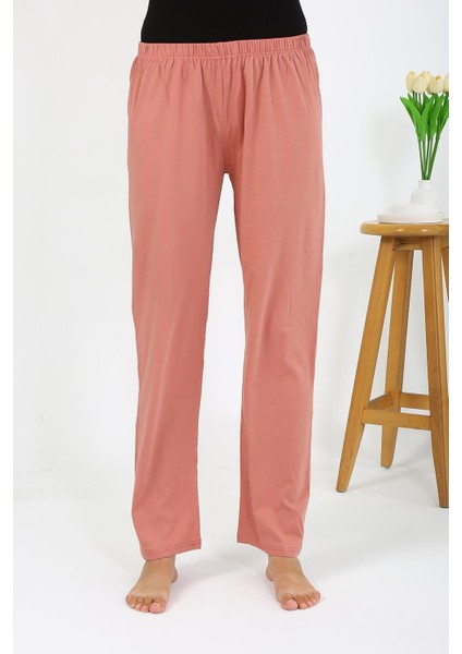 Kadın Penye Düz Tek Alt Somon Pijama 27538