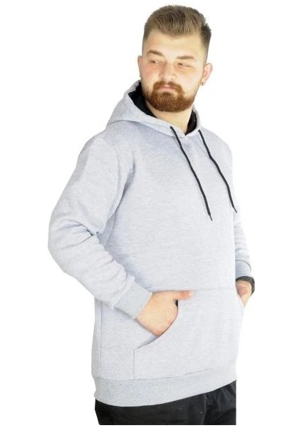 Erkek Sweatshirt Kapşonlu Pocket Basic 20562 Grimelanj