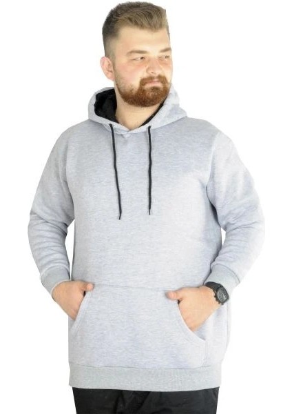 Erkek Sweatshirt Kapşonlu Pocket Basic 20562 Grimelanj