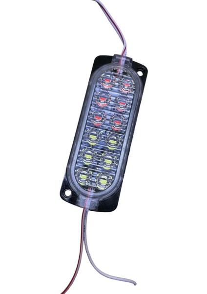 12V 12 Ledli Çift Renkli Çakar Animasyonlu Modül - Kırmızı-Beyaz