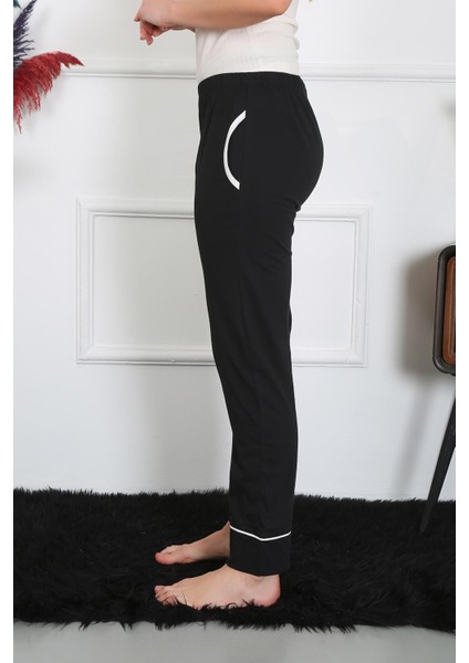 Kadın Pamuk Penye Cepli Tek Alt Pijama Siyah 27512