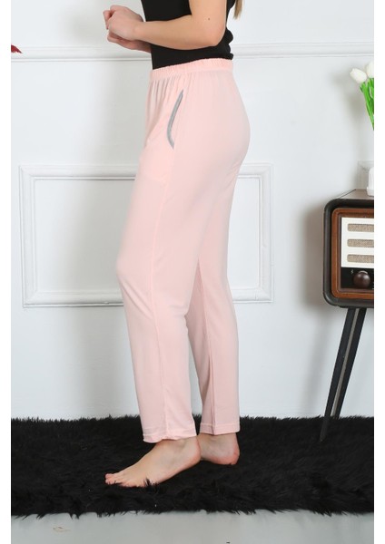 Kadın Pamuk Penye Cepli Tek Alt Pijama Pembe 27512