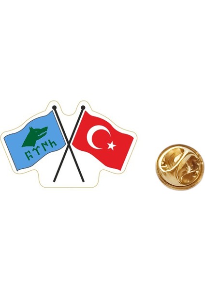 Göktürk ve Türk Bayrağı Görselli Yaka Rozeti 1 Adet