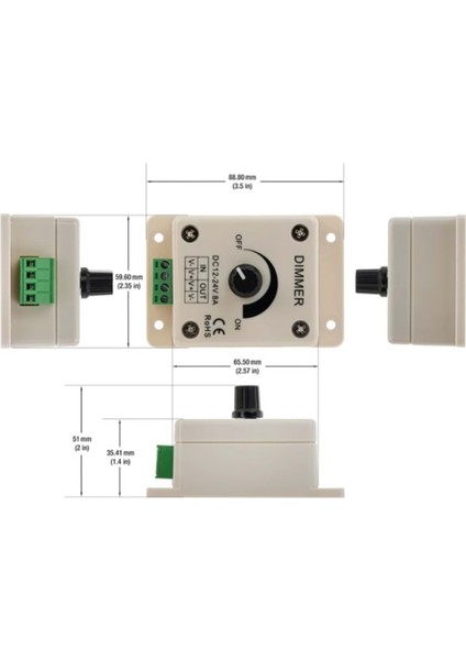 12-24VDC 8A Pwm Dimmer Controller