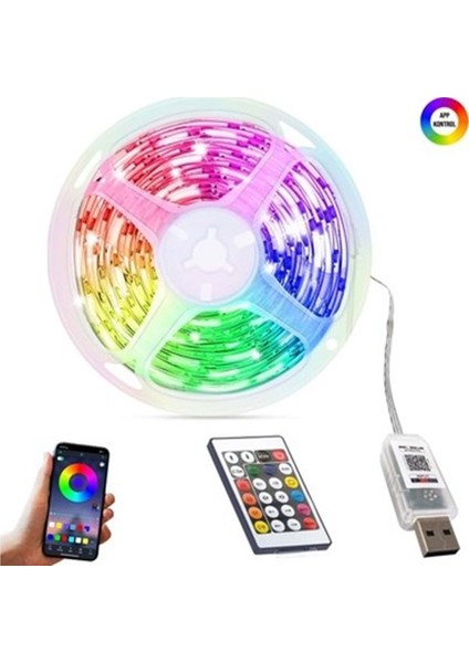 Rgb 3261 Pixel Şerit LED 5V USB Kumandalı 10 Metre App Kontrol