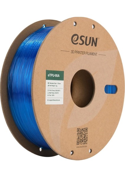 Urhanshop Esun ETPU-95A Filament Transparan Mavi 1,75MM 1kg