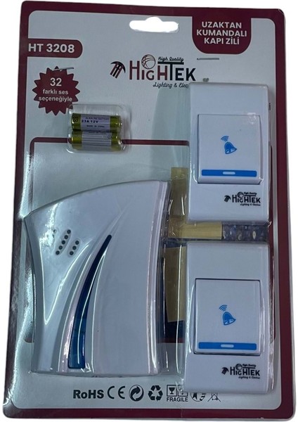 HT-3208 Kapı Zili 32 Farklı Melodili 2AD. Uzaktan Kumandalı