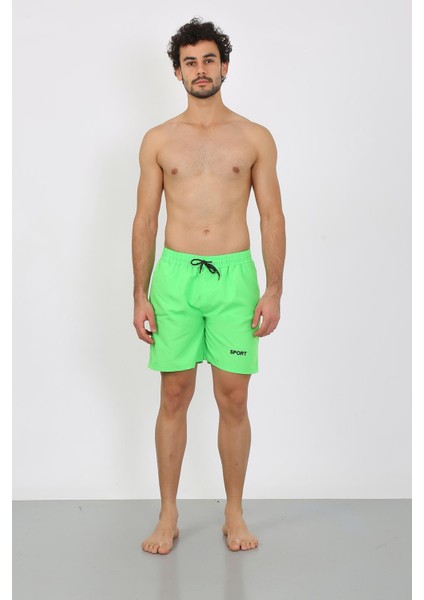 Erkek Fermuar Cepli Deniz Şortu Fıstık Yeşil 27485
