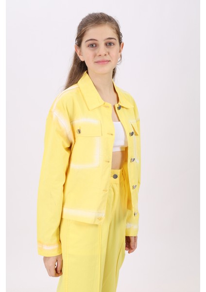 Kız Çocuk Gabardin Ceket Kontur Detaylı PX791