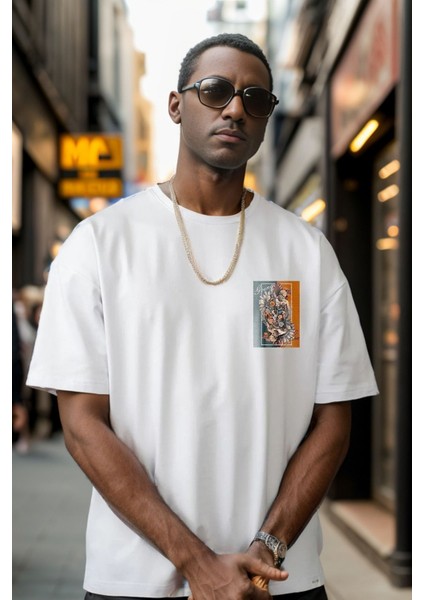 Unisex Bisiklet Yaka 2 Iplik Basic Oversize Penye Tişört 1009