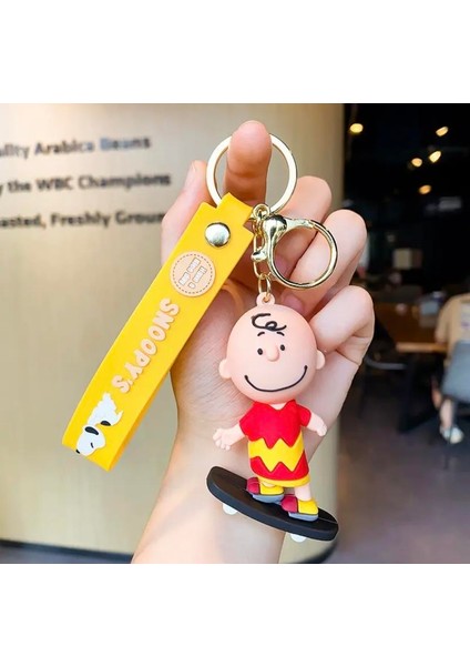 Kaykay Model Snoopy Charlie Brown Silikon Anahtarlık Çanta Süsü