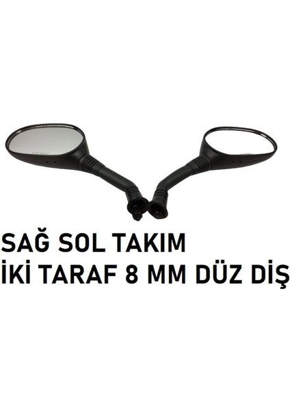 Honda Activa 125 S - Spacy 110-SPONTINI 110 Uyumlu Ayna Takım 8 mm Düz Diş