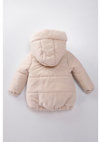 Özel Trend Sevimli Baby Oyuncak Ayı Içi Kürklü Soft Kumaş Cepli Varaklı Kapüşonlu Kışlık Kaban-Mont fiyatları
