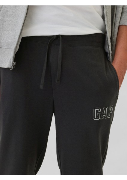 Erkek Siyah Gap Logo Fransız Havlu Kumaş Jogger Eşofman Altı