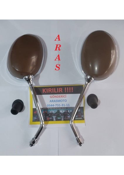 Araro Cappucino 125 cc - 50 cc Ayna Takımı Kahve Renk (Koyu Kahve )