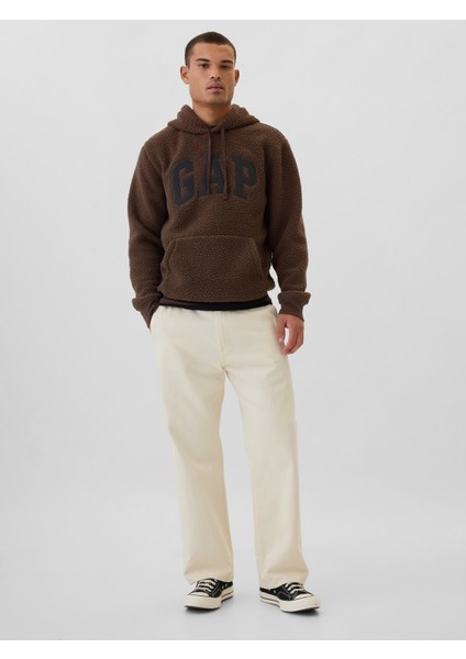 Erkek Kahverengi Gap Logo Sherpa Sweatshirt fırsatları