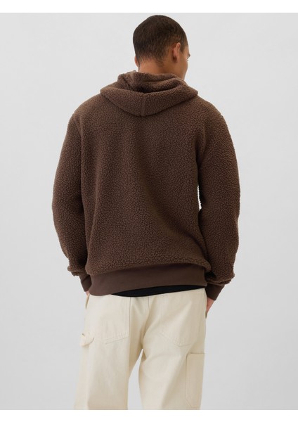 Erkek Kahverengi Gap Logo Sherpa Sweatshirt indirimleri