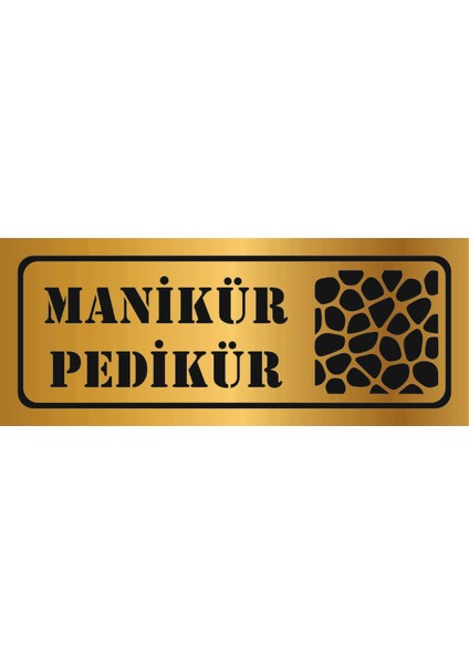 Dekoratif Manikür Pedikür Yazılı Gold Aynalı Pleksi Yönlendirme Levhası