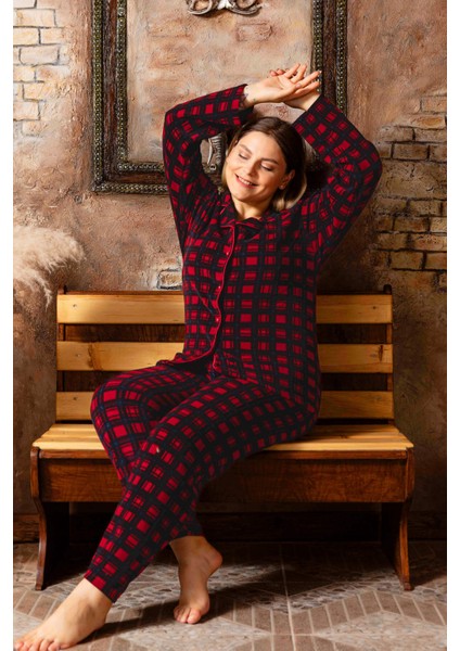 Büyük Beden Kışlık Düğmeli Gömlek Pijama Takımı modelleri