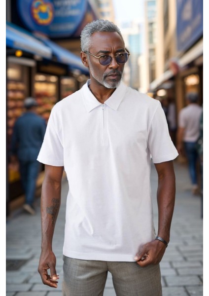 Erkek Polo Yaka Fermuarlı Regular Kesim Penye Tişört 1008 modelleri