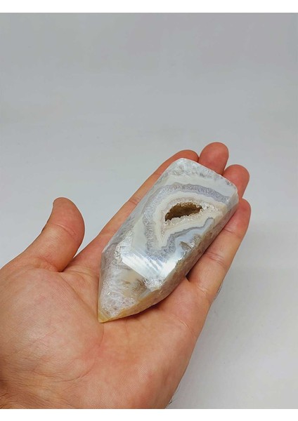 Kalsedon & Akik Druze Taşı Koleksiyonluk Piramit Uçlu (52972)