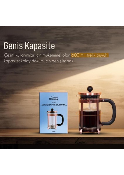 Paslanmaz Çelik French Press 600 ml, Metalik Renk, Kahve ve Bitki Çayı Demleme fiyatları