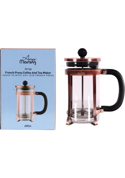 Paslanmaz Çelik French Press 600 ml, Metalik Renk, Kahve ve Bitki Çayı Demleme fırsatları