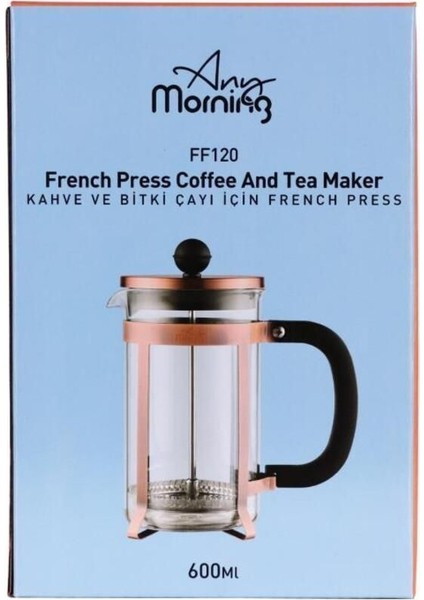 Paslanmaz Çelik French Press 600 ml, Metalik Renk, Kahve ve Bitki Çayı Demleme indirimleri