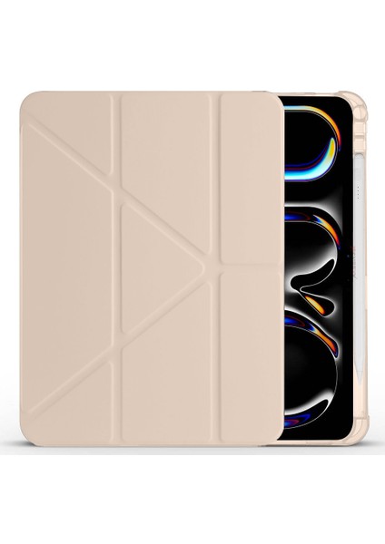 iPad Pro 11 Inç M4 2024 Uyumlu Kılıf Üçgen Katlanabilir Kalem Şarj Bölmeli Kılıf A2836 A2837 A3006 modelleri